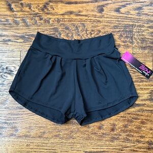 Black Pleated Dance Shorts